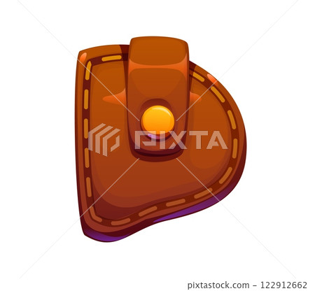 Texas cowboy leather wallet font type letter D. Western vintage letter, American history cartoon vector kids ABC typeset symbol. Texas cowboy English alphabet font element or Wild West type sign 122912662