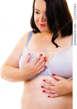 Fat woman big breast wearing bra 122912861