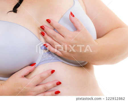 Fat woman big breast wearing bra 122912862