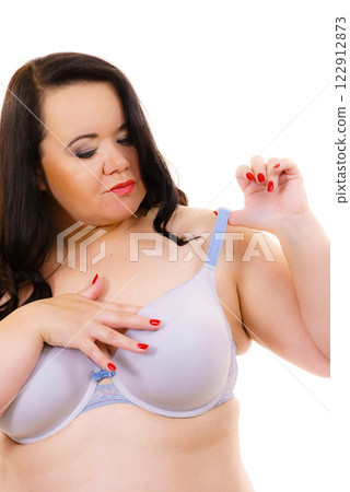 Big woman wearing bra 122912873
