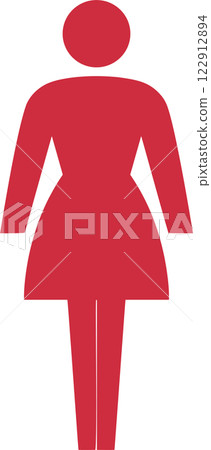 Red icon of a standing woman Red icon of a standing woman 122912894