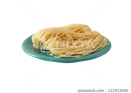 Fresh and Dried long life noodles on white background. Fresh and Dried long life noodles on white background. 122913046