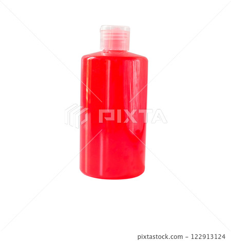 Fresh washing gel in bottle on white background. 122913124