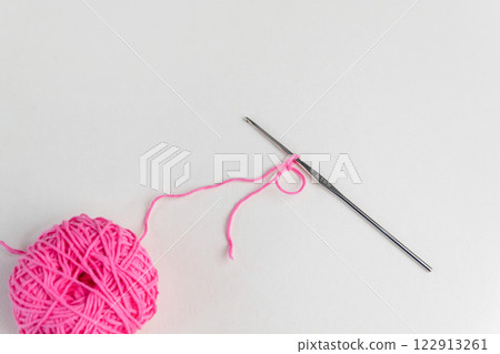 Crochet magic ring with pink yarn Crochet magic ring with pink yarn 122913261