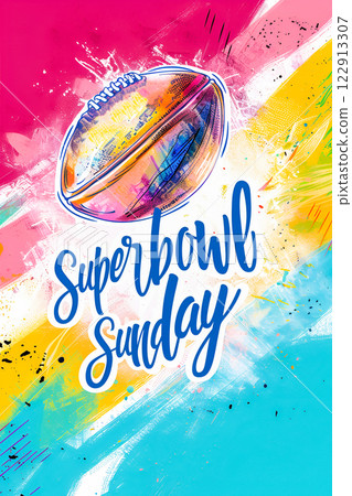Text Superbowl Sunday with football  122913307
