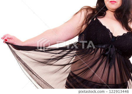 Woman plus size in lace underwear 122913446