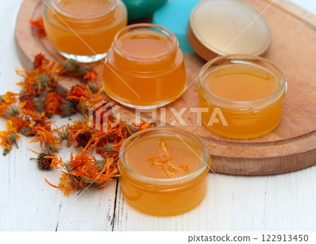 Organic calendula cream for healthy skin. Organic calendula cream for healthy skin. 122913450