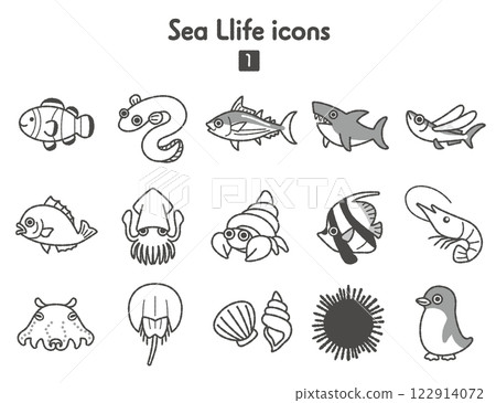 海洋生物圖示集合 122914072