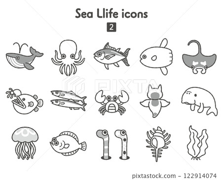海洋生物圖示集合 海洋生物圖示集合 122914074