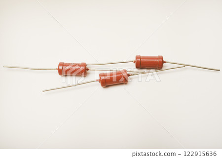 Old film resistors. Resistors with axial terminals. Elements of electronics. 122915636