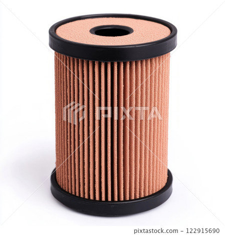 An automotive oil filter for efficient engine lubrication. isolated on white background. 122915690