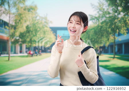 Young woman on college campus 122916932