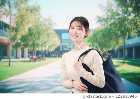 Young woman on college campus 122916940