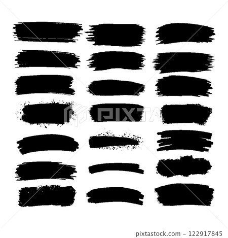 Set of hand-painted brush strokes in black ink. Perfect for digital design, branding, and artistic projects. Set of hand-painted brush strokes in black ink. Perfect for digital design, branding, and artistic projects. 122917845