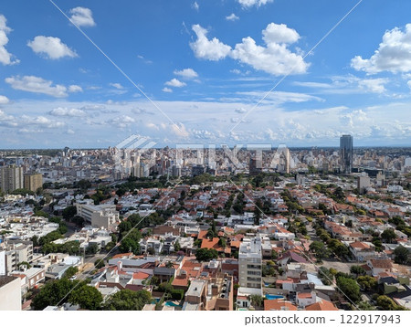 Panoramic view of city Cordoba from the tower of the Cardinales Cofico complex. Argentina Panoramic view of city Cordoba from the tower of the Cardinales Cofico complex. Argentina 122917943