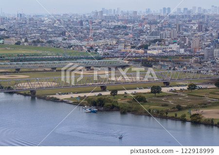 Aerial view of Ichikawa city, E217 series Aerial view of Ichikawa city, E217 series 122918999