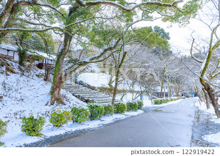 福岡縣朝倉市長屋門秋月城跡,積雪覆蓋 福岡縣朝倉市長屋門秋月城跡,積雪覆蓋 122919422