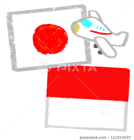 Illustration of national flags - Crayon touch - Japan and Indonesia Illustration of national flags - Crayon touch - Japan and Indonesia 122919507