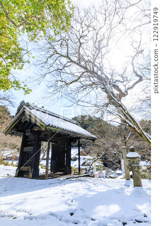 Snow-covered Akizuki Castle ruins, Kuromon Gate, Asakura City, Fukuoka Prefecture Snow-covered Akizuki Castle ruins, Kuromon Gate, Asakura City, Fukuoka Prefecture 122919749