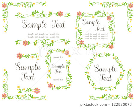 Simple plant and flower decorative frame set 122920073