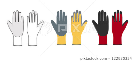 Nitrile Coated Work Gloves cartoon and flat hand accessory clothing technical illustration garment. Vector garden Men 122920334
