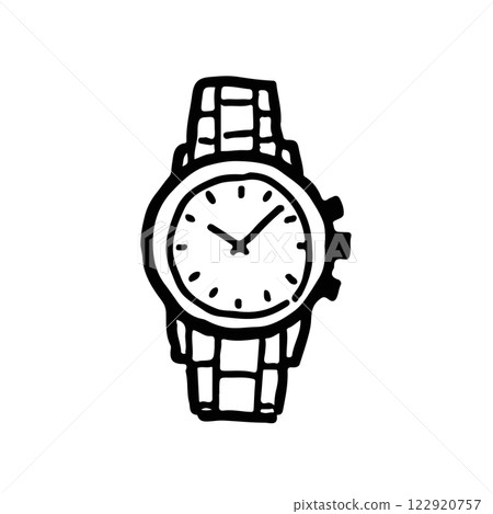 紳士手錶的可愛線條畫插圖 122920757