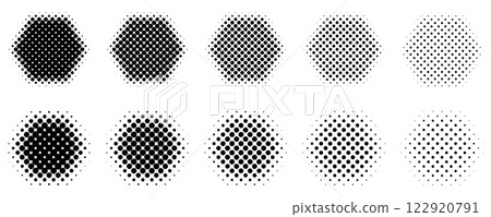 Halftone hexagon geometric abstract ornament set black vector 122920791