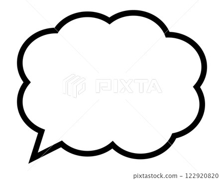 Speech bubble fluffy white black border vector single 122920820