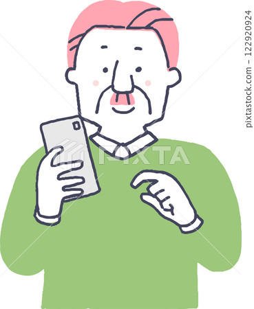 Senior men who operate smartphones 122920924