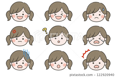 女孩的臉有各種表情 女孩的臉有各種表情 122920940