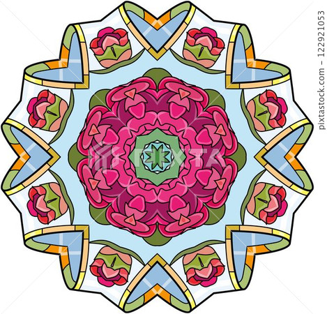 Colorful cute Mandalas. Decorative unusual round ornaments. 122921053