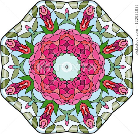 Colorful cute Mandalas. Decorative unusual round ornaments. 122921055