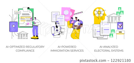AI in Government Management abstract concept vector illustrations. 122921180