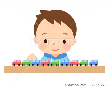 Boy who likes lining up toys Child Autism spectrum disorder Boy who likes lining up toys Child Autism spectrum disorder 122921272