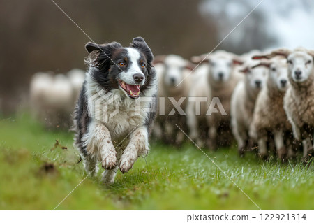 Sheep dogs and sheep 122921314