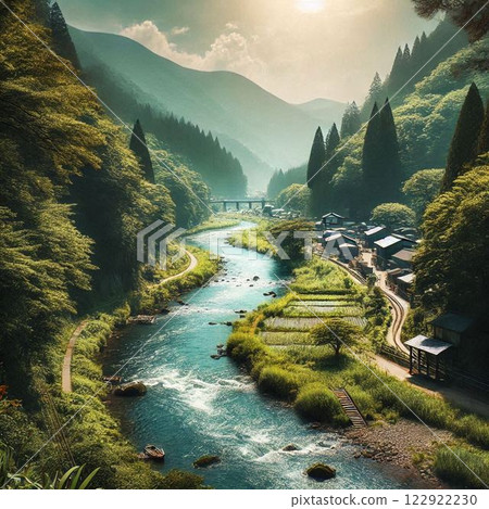 Scenery of mountains and rivers 122922230