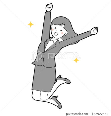 舉起手臂跳躍的女人 122922359