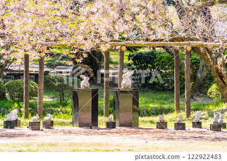 A bronze statue representing the "White Rabbit of Inaba" from Japanese mythology A bronze statue representing the "White Rabbit of Inaba" from Japanese mythology 122922483