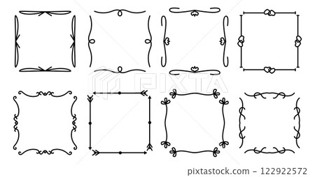 A set of eight dividers line creating a series of square patterns, each divider maintaining a uniform, structured look. Ideal for digital artwork, posters, or graphic designs 122922572