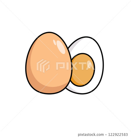 Cartoon Chicken egg on white background Cartoon Chicken egg on white background 122922583
