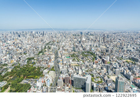Osaka cityscape as seen from the Abeno Harukas observation deck (north direction) in Osaka, Osaka Prefecture Osaka cityscape as seen from the Abeno Harukas observation deck (north direction) in Osaka, Osaka Prefecture 122922695
