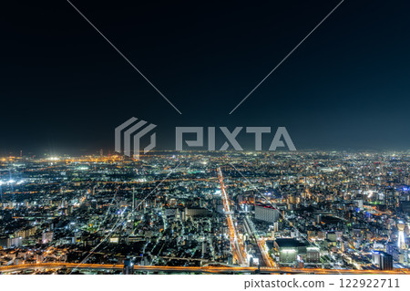 大阪府大阪市 從阿倍野Harukas瞭望台（西方向）欣賞大阪的夜景 122922711
