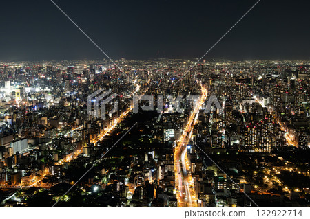 Osaka City, Osaka Prefecture Night view of Osaka from the Abeno Harukas Observatory (northern direction) 122922714