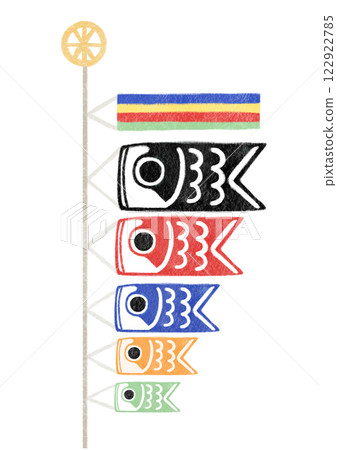 水彩風格的簡單鯉魚旗 122922785