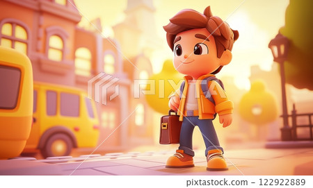 Man Waiting for a Bus Pastel colored 3D cartoon style illustration. Man Waiting for a Bus Pastel colored 3D cartoon style illustration. 122922889