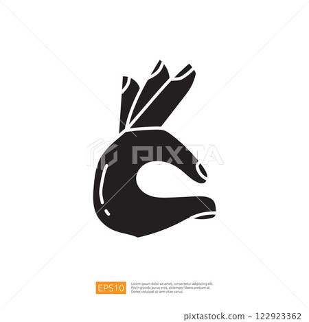 A stylized black hand gesture representing the "OK" sign, emphasizing positivity and agreement. A stylized black hand gesture representing the "OK" sign, emphasizing positivity and agreement. 122923362