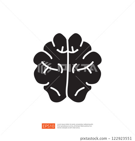 A simple black silhouette of a human brain, symbolizing intellect, thought, and mental processes. A simple black silhouette of a human brain, symbolizing intellect, thought, and mental processes. 122923551