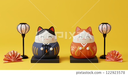 Background material of lucky cat daruma 122923578
