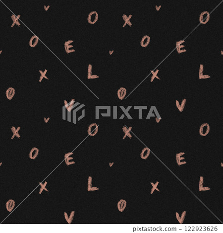 Seamless hand-drawn crayon love pattern with xo and hearts in warm tones on white background Seamless hand-drawn crayon love pattern with xo and hearts in warm tones on white background 122923626