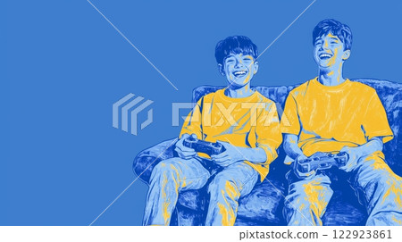 Teens Playing Video Games Pop art aesthetics illustration. Teens Playing Video Games Pop art aesthetics illustration. 122923861